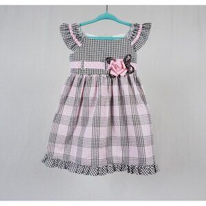 Rare Too Girls Dress Size 2T Brown and Pink Seersucker Gingham Spring Sundress